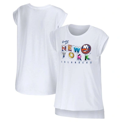 Wear By Erin Andrews White New York Islanders Greetings From Muscle T-shirt