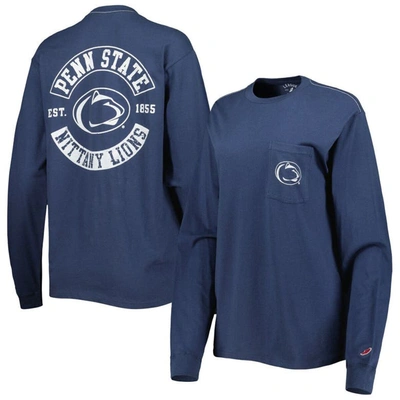 League Collegiate Wear Navy Penn State Nittany Lions Oversized Pocket Long Sleeve T-shirt