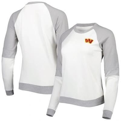 Antigua Cream/silver Washington Commanders Avenue Raglan Pullover Sweatshirt