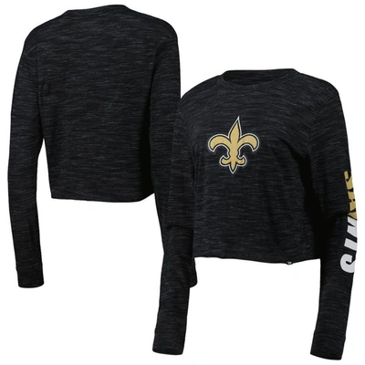 New Era Black New Orleans Saints Crop Long Sleeve T-shirt