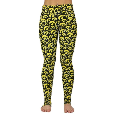 Zoozatz Black Iowa Hawkeyes Stacked Mascot Leggings