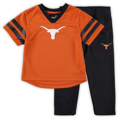 Outerstuff Kids' Toddler Texas Orange/black Texas Longhorns Red Zone Jersey & Pants Set In Burnt Orange