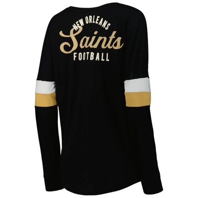 New Era Black New Orleans Saints Athletic Varsity Lace-up Long Sleeve T-shirt
