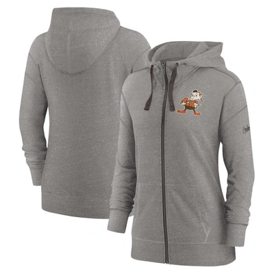 Nike Heather Charcoal Cleveland Browns Gym Vintage Full-zip Hoodie