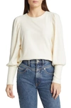 Madewell Puff Sleeve Brushed Jersey Top In Antique Cream