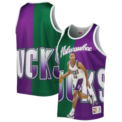 Mitchell & Ness Ray Allen Hunter Green/purple Milwaukee Bucks Sublimated Player Tank Top