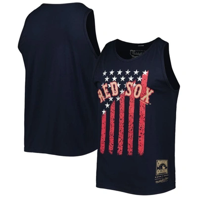 Mitchell & Ness Men's  Navy Boston Red Sox Cooperstown Collection Stars And Stripes Tank Top