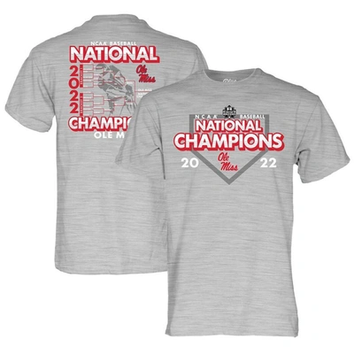 Blue 84 Baseball College World Series Champions Schedule T-shirt In Heathered Gray