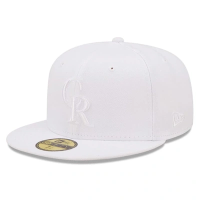 New Era Colorado Rockies White On White 59fifty Fitted Hat