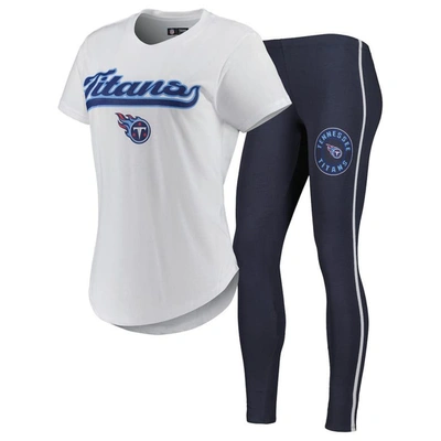 Concepts Sport Women's  White, Charcoal Tennessee Titans Sonata T-shirt And Leggings Sleep Set In White,charcoal