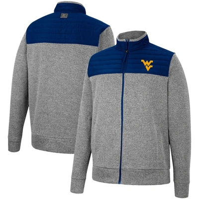 Colosseum Men's  Charcoal, Navy West Virginia Mountaineers Putter Herringbone Full-zip Jacket In Charcoal,navy