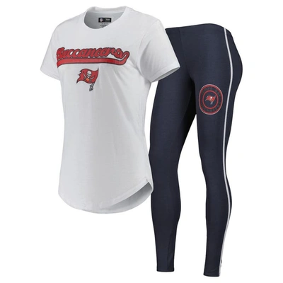 Concepts Sport Women's  White, Charcoal Tampa Bay Buccaneers Sonata T-shirt And Leggings Sleep Set In White,charcoal