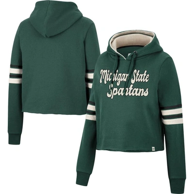 Colosseum Green Michigan State Spartans Retro Cropped Pullover Hoodie