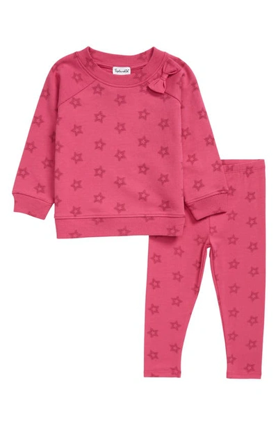 Splendid Babies' Razzleberry Star Print Sweatshirt & Leggings Set In Razzlebrry Star
