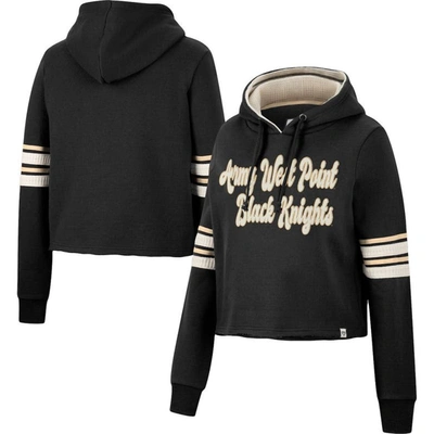 Colosseum Black Army Black Knights Retro Cropped Pullover Hoodie