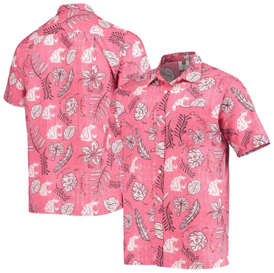 Wes & Willy Men's Crimson Washington State Cougars Vintage-like Floral Button-up Shirt