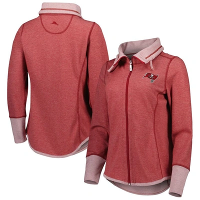 Tommy Bahama Heathered Red Tampa Bay Buccaneers Sport Sun Fade Full-zip Sweatshirt In Heather Red