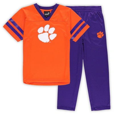 Outerstuff Kids' Preschool Orange/purple Clemson Tigers Red Zone Jersey & Pants Set