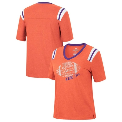 Colosseum Heathered Orange Clemson Tigers 15 Min Early Football V-neck T-shirt In Heather Orange