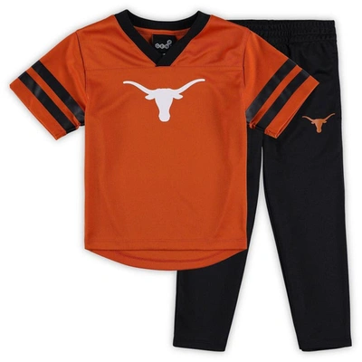 Outerstuff Kids' Preschool Texas Orange/black Texas Longhorns Red Zone Jersey & Pants Set In Burnt Orange