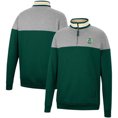 Colosseum Men's  Heathered Gray And Green Colorado State Rams Be The Ball Quarter-zip Top In Heathered Gray,green