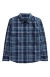 Nordstrom Kids' Poplin Button-up Shirt In Navy Peacoat Plaid