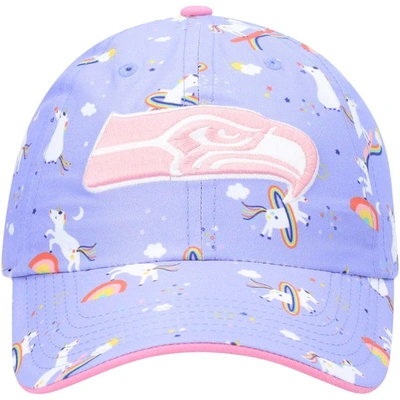 47 Kids' Girls Preschool ' Purple Seattle Seahawks Unicorn Clean Up Adjustable Hat