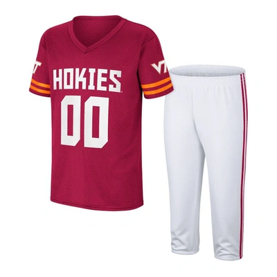 Colosseum Kids' Big Boys  Maroon, White Virginia Tech Hokies Football Jersey And Pants Set In Maroon,white