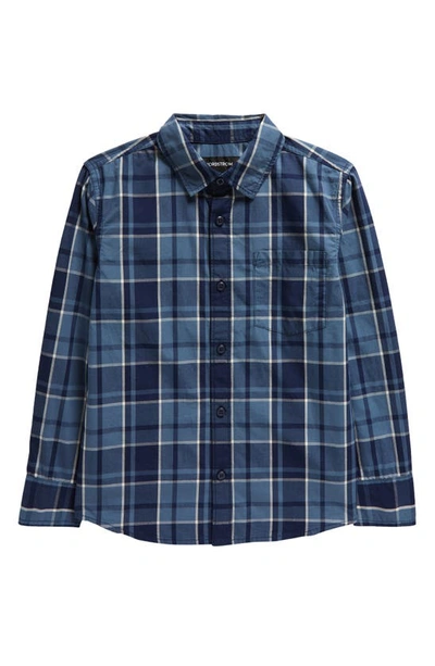 Nordstrom Kids' Stripe Poplin Button-up Shirt In Navy Peacoat Plaid