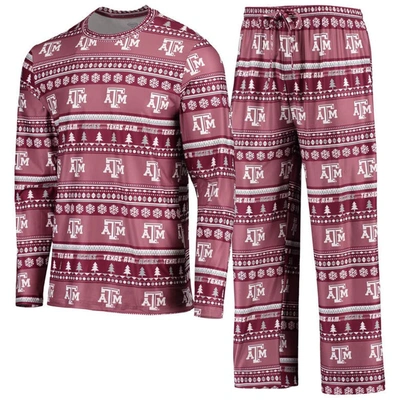 Concepts Sport Men's Maroon Texas A&m Aggies Ugly Sweater Long Sleeve T-shirt And Pants Sleep Set