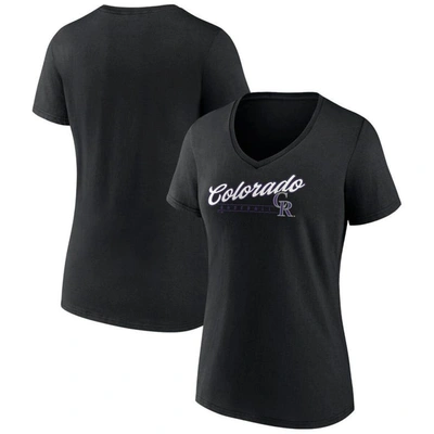 Fanatics Women's  Black Colorado Rockies One And Only V-neck T-shirt