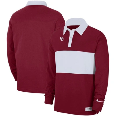 Nike Crimson Oklahoma Sooners Striped Long Sleeve Polo