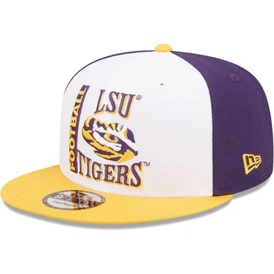 New Era Men's  White, Purple Lsu Tigers Retro Sport 9fifty Snapback Hat