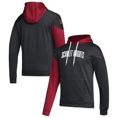 Adidas Originals Adidas Black Rutgers Scarlet Knights Block Stadium Pullover Hoodie In Black,scarlet