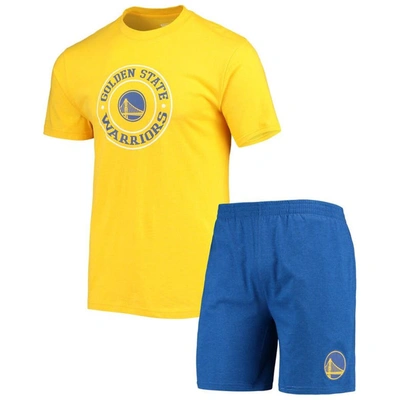 Concepts Sport Men's  Royal And Gold Golden State Warriors T-shirt And Shorts Sleep Set In Royal,gold
