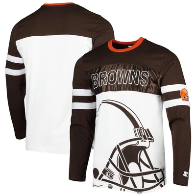 Starter Men's  Brown, White Cleveland Browns Halftime Long Sleeve T-shirt In Brown,white