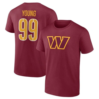 Fanatics Branded Chase Young Burgundy Washington Commanders Player Icon Name & Number T-shirt
