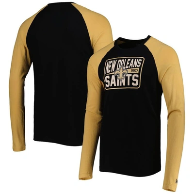 New Era Black New Orleans Saints Current Raglan Long Sleeve T-shirt