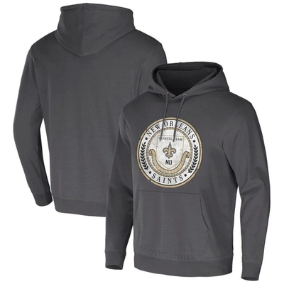 Nfl X Darius Rucker Collection By Fanatics Charcoal New Orleans Saints Washed Pullover Hoodie In Black