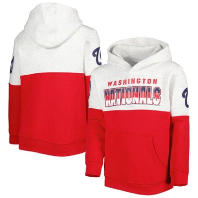Outerstuff Kids' Youth Heather Gray/red Washington Nationals Playmaker Pullover Hoodie