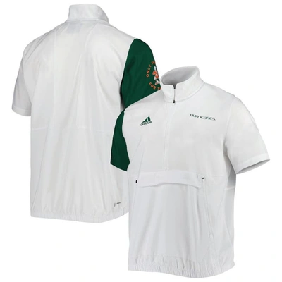 Adidas Originals Adidas White Miami Hurricanes M Stm Aeroready Half-zip Jacket