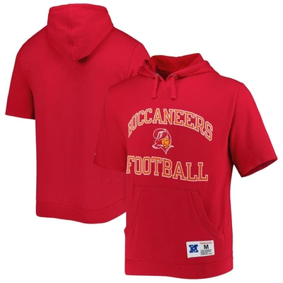 Mitchell & Ness Men's  Scarlet Tampa Bay Buccaneers Washed Short Sleeve Pullover Hoodie