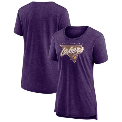 Fanatics Branded Heathered Purple Los Angeles Lakers True Classics Tri-blend T-shirt In Black