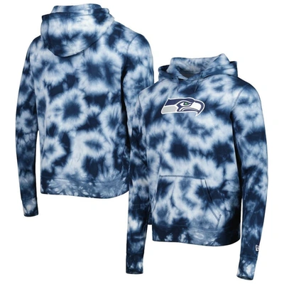 New Era College Navy Seattle Seahawks Team Tie-dye Pullover Hoodie