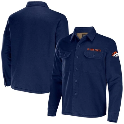 Nfl X Darius Rucker Collection By Fanatics Navy Denver Broncos Canvas Button-up Shirt Jacket