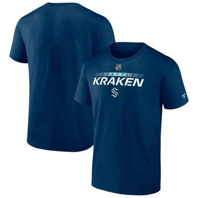Fanatics Branded Deep Sea Blue Seattle Kraken Authentic Pro Team Core Collection Prime T-shirt In Navy
