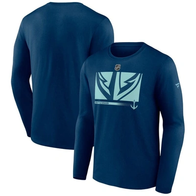 Fanatics Branded Deep Sea Blue Seattle Kraken Authentic Pro Core Collection Secondary Long Sleeve T- In Navy