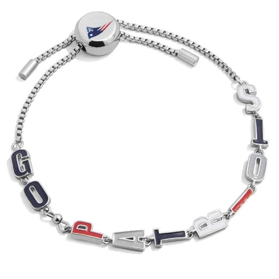 Baublebar New England Patriots Slogan Pull-tie Bracelet In Silver-tone