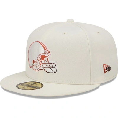 New Era Cream Cleveland Browns Chrome Dim 59fifty Fitted Hat
