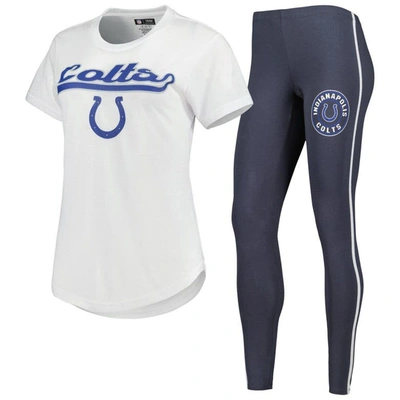 Concepts Sport Women's  White, Charcoal Indianapolis Colts Sonata T-shirt And Leggings Sleep Set In White,charcoal